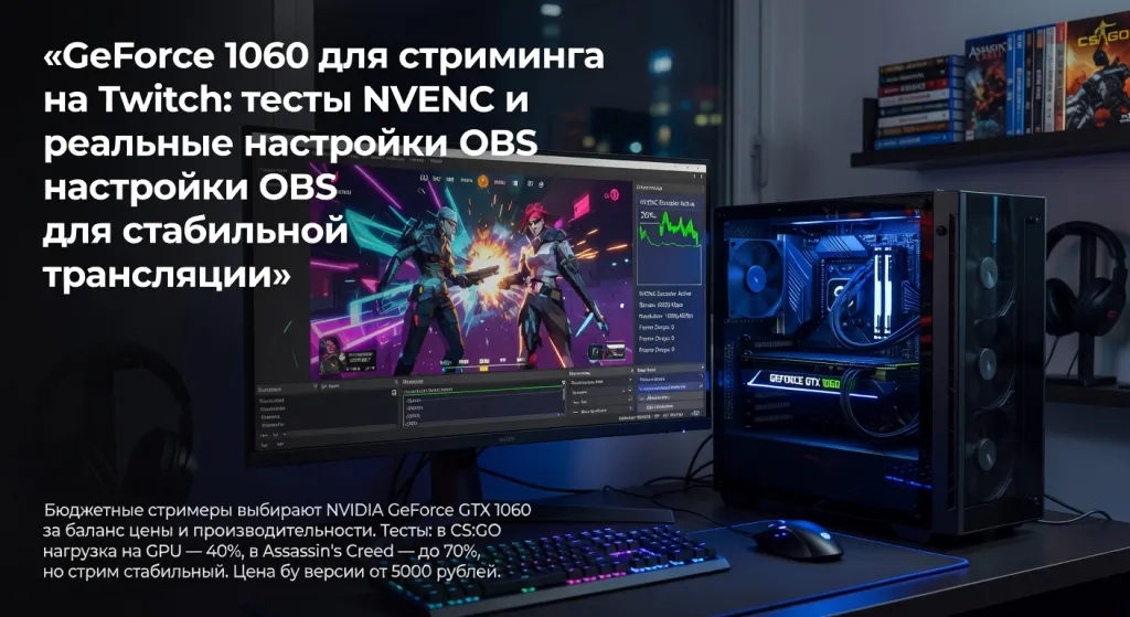 GeForce 1060 для стриминга на Twitch: тесты NVENC и реальные настройки OBS для стабильной трансляции