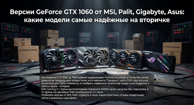 Версии GeForce GTX 1060 от MSI, Palit, Gigabyte, Asus: какие модели самые надёжные на вторичке