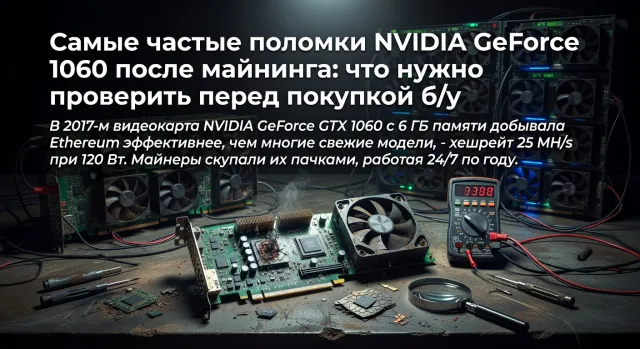 Самые частые поломки NVIDIA GeForce 1060 после майнинга: что нужно проверить перед покупкой б/у